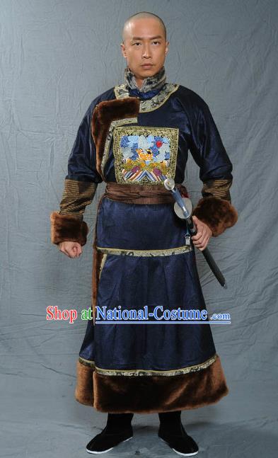 Chinese Qing Dynasty General Historical Costume Ancient Manchu Royal Highness Clothing for Men