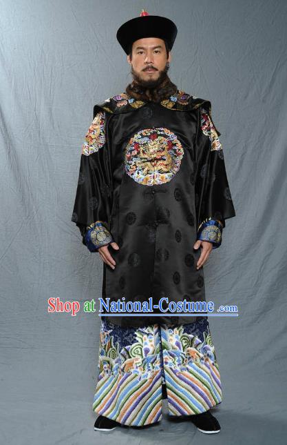 Chinese Qing Dynasty Minister Oboi Historical Costume Ancient Manchu General Clothing for Men