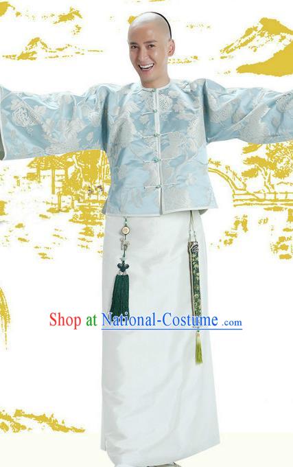 Chinese Qing Dynasty Duke Wei Xiaobao Historical Costume Ancient Manchu Royal Highness Clothing for Men