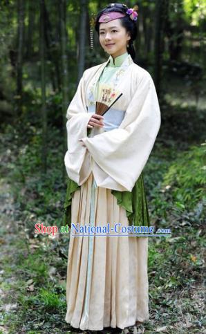 Chinese Ancient Qing Dynasty Courtesan Liu Rushi Hanfu Dress Historical Costume for Women