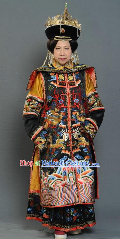 Chinese Ancient Qing Dynasty Empress Dowager Manchu Dress Historical Costume for Women