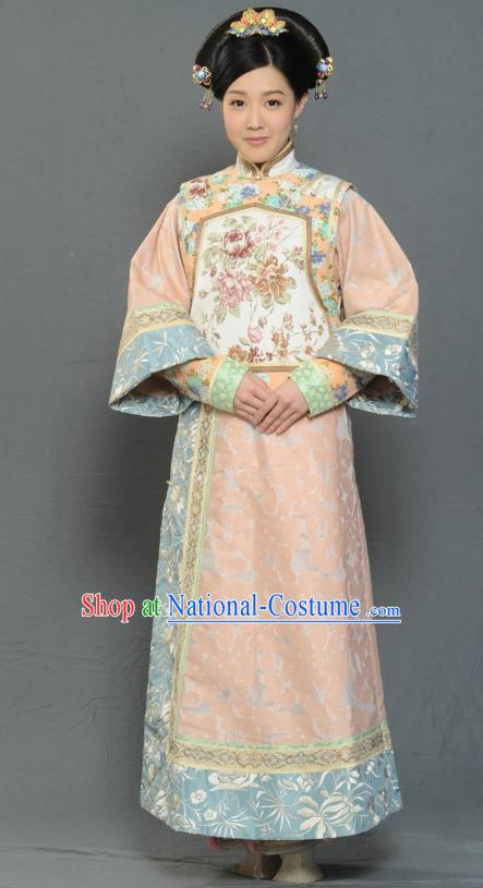 Chinese Ancient Qing Dynasty Imperial Concubine Replica Costumes Manchu Dress Historical Costume for Women