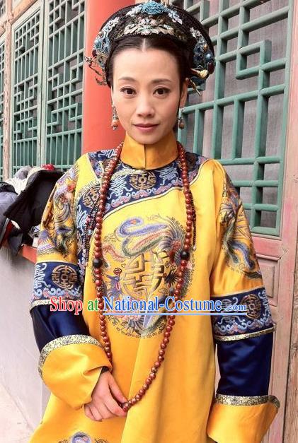 Chinese Ancient Qing Dynasty Imperial Concubine Duan Replica Costumes Manchu Dress Historical Costume for Women