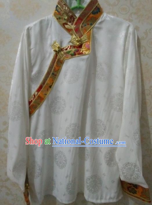 Chinese Tibetan Nationality Costume Blouse, Traditional Zang Ethnic Minority White Shirts for Women