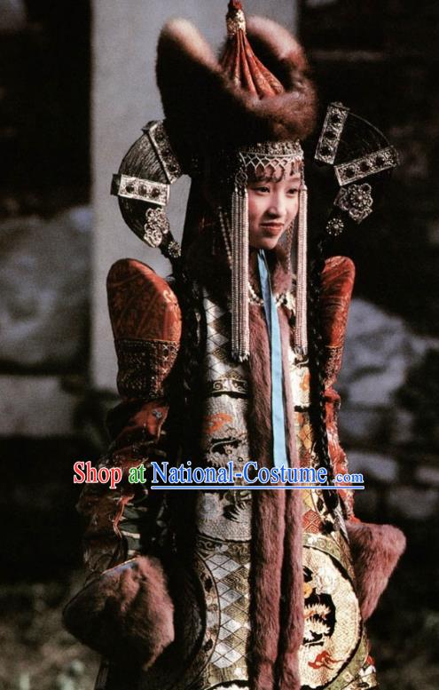 Chinese Ancient Qing Dynasty Mongolian Empress Embroidered Dress Replica Costumes for Women