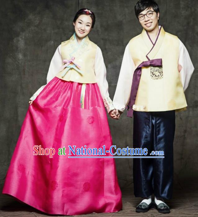 Korean Traditional Bride and Bridegroom Hanbok Clothing Korean Fashion Apparel Costumes Complete Set