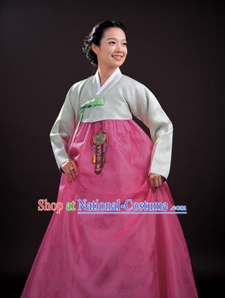 Korean Traditional Bride Palace Hanbok Clothing Light Green Blouse and Pink Dress Korean Fashion Apparel Costumes for Women