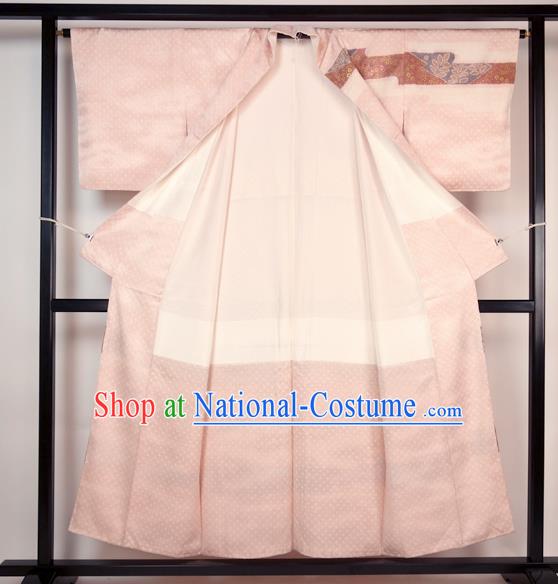 Japan Ancient Palace Pink Furisode Kimonos Traditional Female Yukata Dress Formal Costume for Women