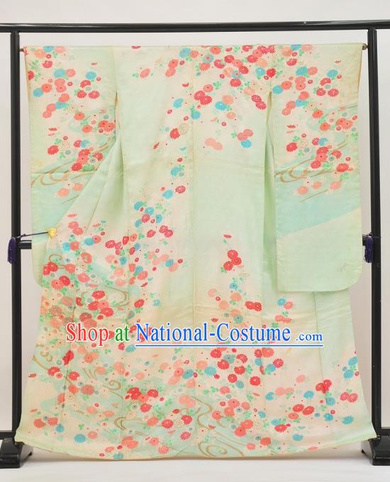 Japan Ancient Palace Female Furisode Kimonos Traditional Printing Flowers Yukata Dress Formal Costume for Women