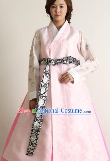 Korean Traditional Palace Clothing Hanbok Fashion Apparel Pink Long Vest for Women