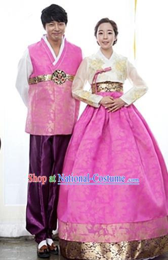 Korean Traditional Garment Palace Hanbok Fashion Apparel Costumes Bride and Bridegroom Clothing