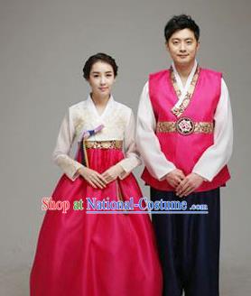 Korean Traditional Garment Palace Wedding Hanbok Fashion Apparel Bride and Bridegroom Costumes Complete Set