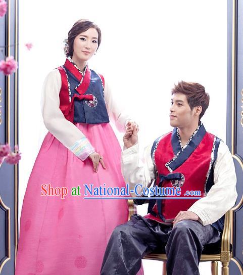 Korean Traditional Garment Palace Wedding Hanbok Fashion Apparel Bride and Bridegroom Costumes Complete Set