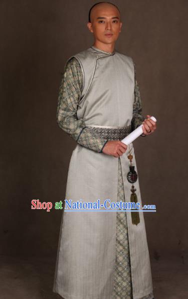 Chinese Ancient Qing Dynasty Manchu Clothing Prince of Qianlong Embroidered Costume for Men