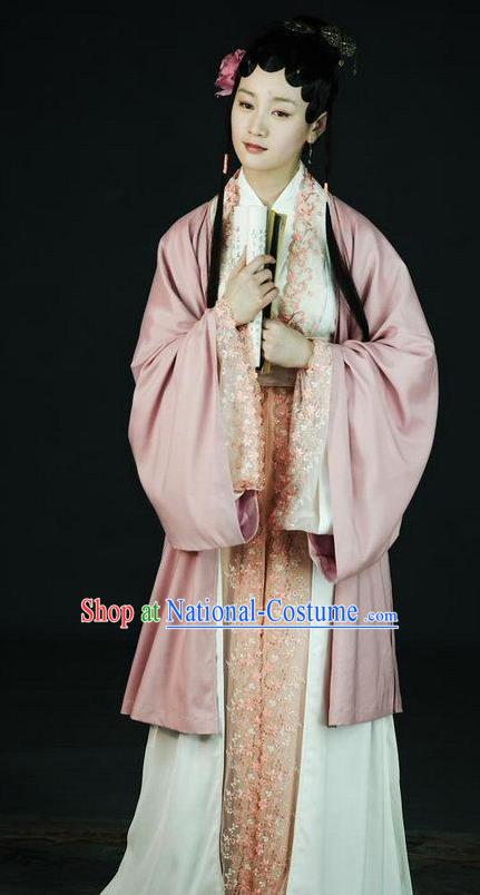 Chinese Ancient A Dream in Red Mansions Character Servant Girl Xiangling Costume for Women