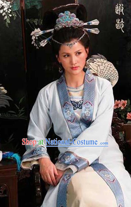 Chinese Ancient Novel Dream of the Red Chamber Young Mistress Wang Xifeng Costume and Headpiece Complete Set