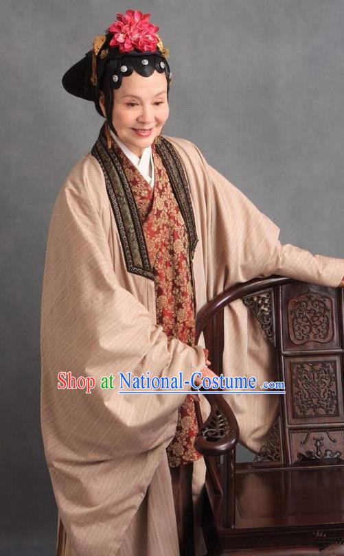 Chinese Ancient Novel Character A Dream in Red Mansions Dowager Madam Wang Costume for Women