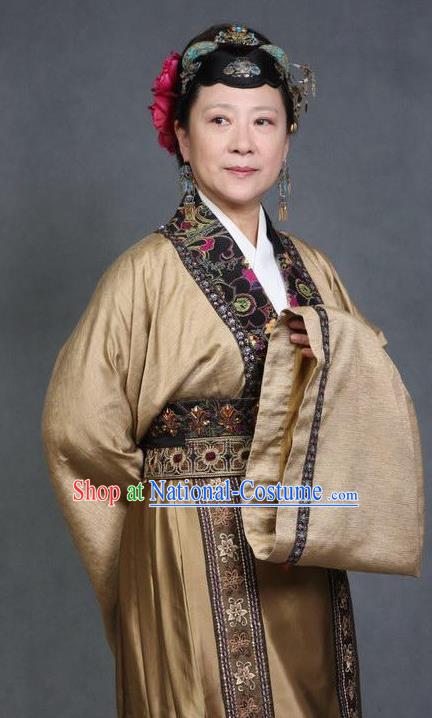 Chinese Ancient Novel Character A Dream in Red Mansions Dowager Aunt Xue Costume for Women