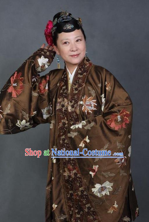 Chinese Ancient Novel Character A Dream in Red Mansions Dowager Aunt Xue Costume for Women