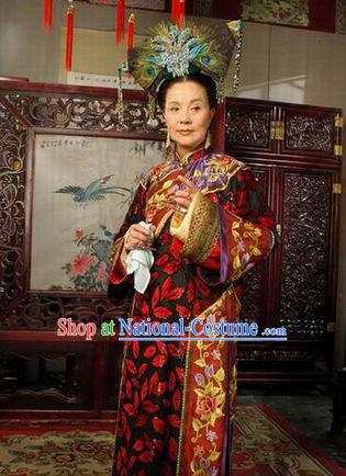 Chinese Ancient Manchu Palace Dress Qing Dynasty Empress Dowager Xiaozhuang Costume for Women