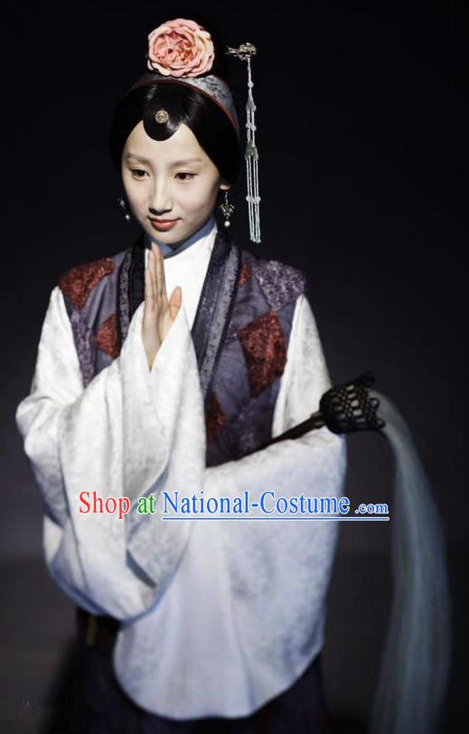 Chinese Ancient A Dream in Red Mansions Character Taoist nun Miaoyu Costume for Women