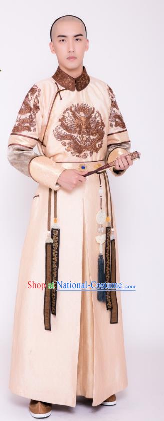 Chinese Ancient Qing Dynasty Crown Prince of Kangxi Yinreng Historical Costume for Men