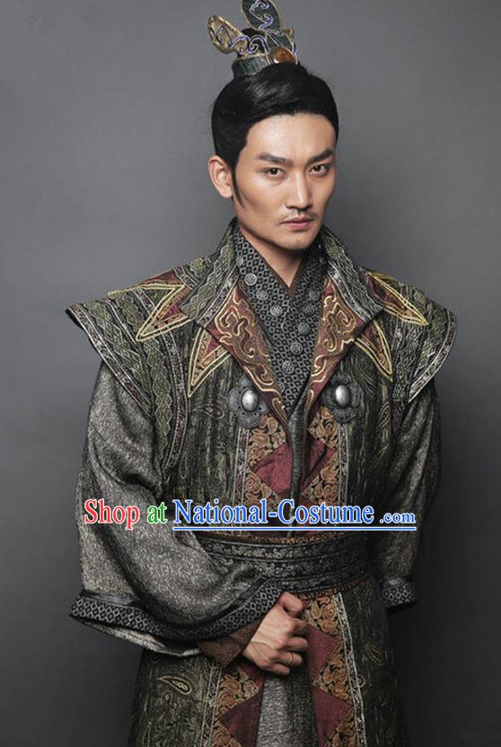 Traditional Chinese Ancient Tang Dynasty Swordsman General Replica Costume for Men