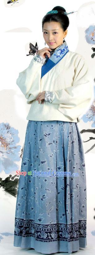 Ancient Chinese Ming Dynasty Historical Costume Female Embroider Replica Costume for Women