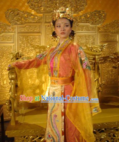 Ancient Chinese Ming Dynasty Queen Historical Costume Palace Lady Embroidered Dress Replica Costume for Women