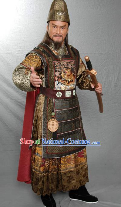 Traditional Chinese Ancient Ming Dynasty General Yan Jin Armour Replica Costume for Men