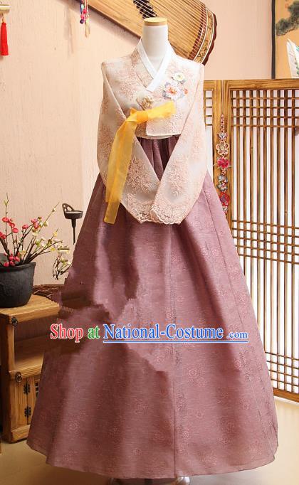 Top Grade Korean Bride Traditional Palace Hanbok Blouse and Lace Dress Fashion Apparel Costumes for Women