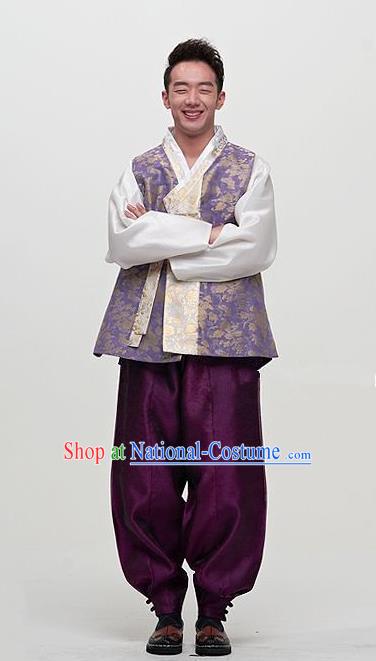 Asian Korean Traditional Male Hanbok Ancient Palace Bridegroom Costumes for Men