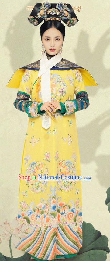 Chinese Qing Dynasty Manchu Empress Embroidered Dress Ancient Queen Replica Costume for Women