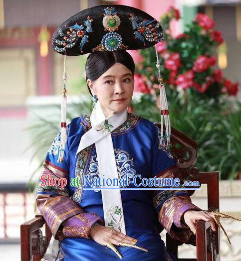 Chinese Qing Dynasty Imperial Consort De Embroidered Dress Ancient Palace Lady Replica Costume for Women