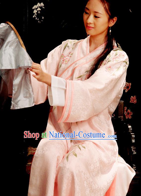 Chinese Ancient Novel Dream of the Red Chamber Second Sister You Embroidered Dress Replica Costume for Women