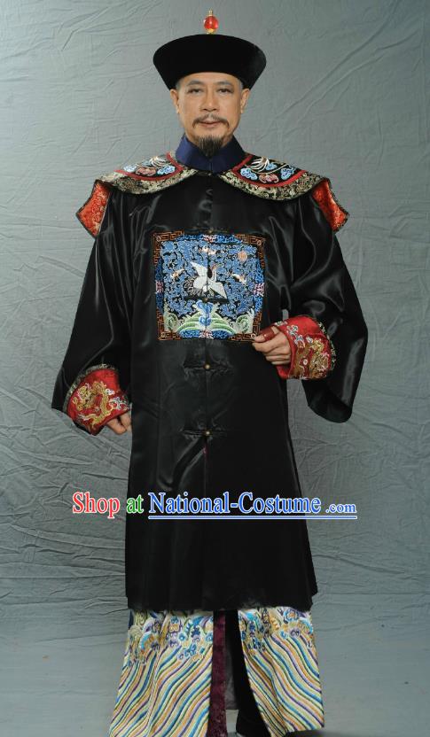 Chinese Ancient Qing Dynasty Manchu Ministry of Personnel Rong Boxuan Replica Costume for Men