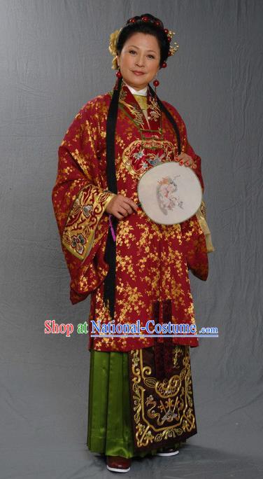 Chinese Ancient Ming Dynasty Woman Matchmaker Embroidered Dress Costume for Women