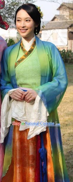 Chinese Ancient Ming Dynasty Wife of Tang Bohu Qiuxiang Dress Costume for Women