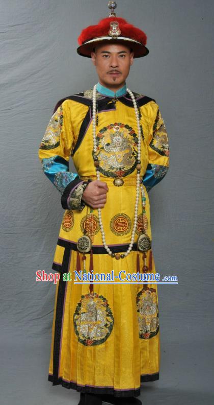 Chinese Ancient Qing Dynasty Manchu Four Prince Yinzhen Replica Costume Emperor Yongzheng Imperial Robe for Men