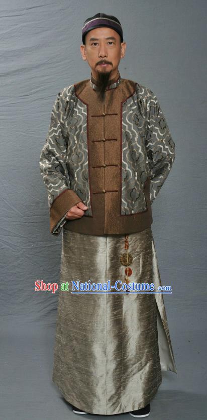 Chinese Ancient Qing Dynasty Manchu Minister Wu Sidao Replica Costume for Men