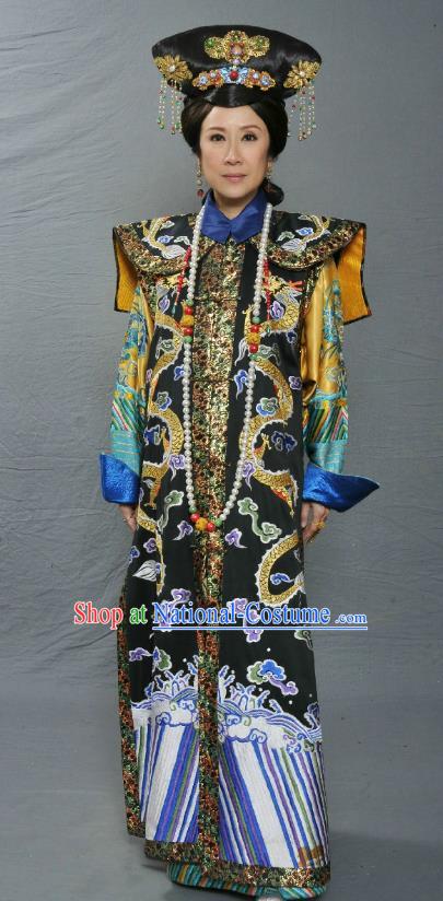 Chinese Ancient Qing Dynasty Imperial Consort De Embroidered Manchu Dress Costume for Women