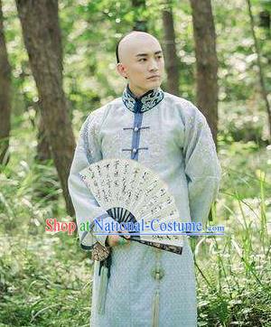 Traditional Chinese Ancient Qing Dynasty Nobility Childe Wu Yingqi Robe Costume for Men