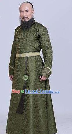 Traditional Chinese Ancient Qing Dynasty Protectorship Minister Aobai Costume for Men