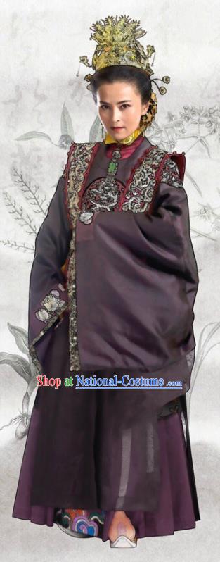 Chinese Ancient Ming Dynasty Palace Concubine Dowager Embroidered Dress Costume for Women