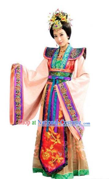 Chinese Ancient Ming Dynasty Imperial Concubine Wan of Chenghua Embroidered Dress Costume for Women