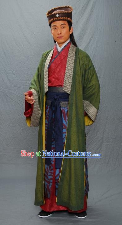 Chinese Ancient Ming Dynasty Artist Gifted Scholar Wen Zhengming Costume for Men