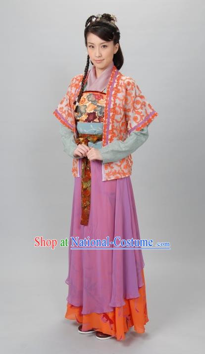 Ancient Chinese Ming Dynasty Maidservant QiuXiang Dress Costume for Women