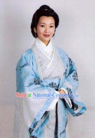 Chinese Ancient Song Dynasty Female General She Saihua Blue Dress Replica Costume for Women