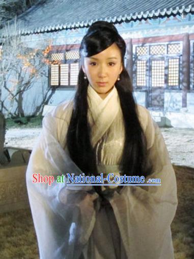 Chinese Ancient Song Dynasty Palace Imperial Consort Pang of Zhao Zhen Grey Dress Replica Costume for Women