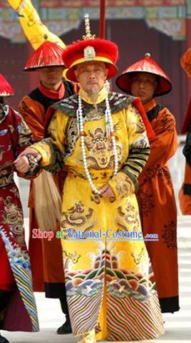 Chinese Ancient Qing Dynasty Qianlong Emperor Hongli Replica Costume Imperial Robe for Men